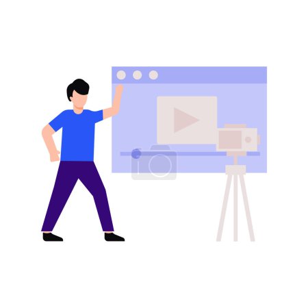 Illustration for The boy is shooting a social video. - Royalty Free Image