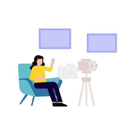 Illustration for The girl is shooting videos for social platforms. - Royalty Free Image