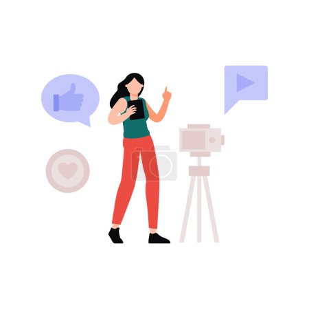 Illustration for Girl making social video. - Royalty Free Image