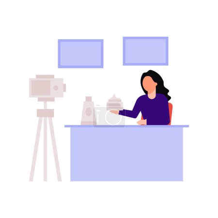 Illustration for The girl is making promotional videos for cosmetics. - Royalty Free Image