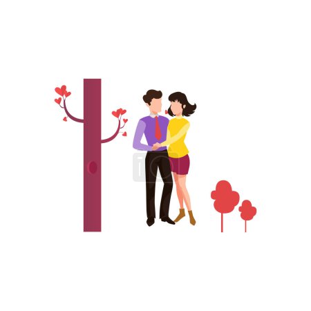 Illustration for The couple stands romantically. - Royalty Free Image