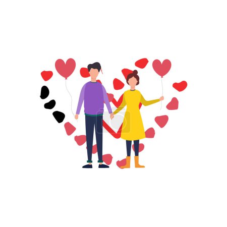 Illustration for Boy and girl holding balloons. - Royalty Free Image