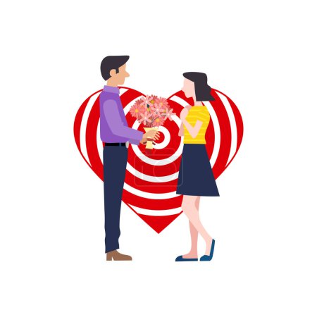 Illustration for The boy proposed to the girl on Valentine's Day. - Royalty Free Image