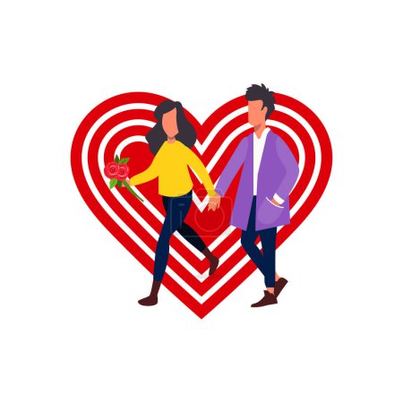 Illustration for The couple is walking. - Royalty Free Image