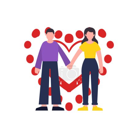 Illustration for The couple is happy holding hands. - Royalty Free Image