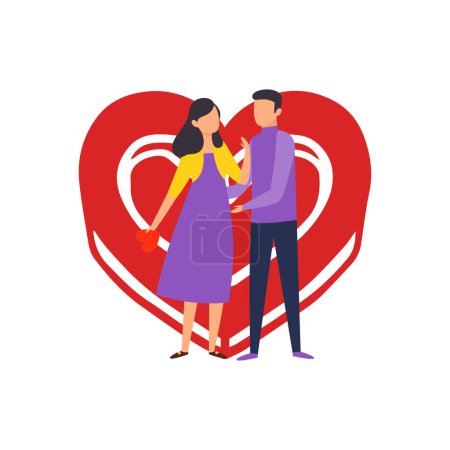 Illustration for Boy and girl celebrating Valentine. - Royalty Free Image