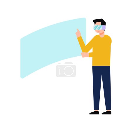 Téléchargez les illustrations : Garçon portant des lunettes VR regardant l'écran. - en licence libre de droit