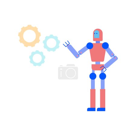 Téléchargez les illustrations : Le robot regarde la gestion. - en licence libre de droit