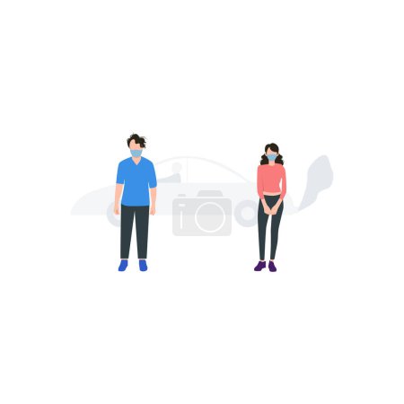 Illustration for The boy and the girl are wearing masks. - Royalty Free Image