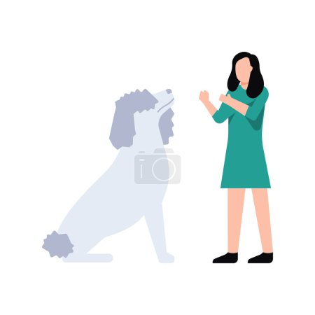 Ilustración de La chica está entrenando al perro.. - Imagen libre de derechos