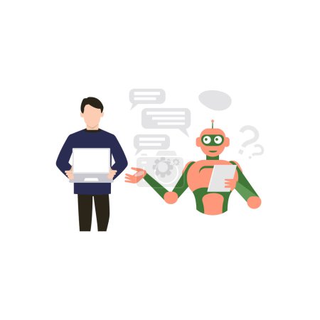 Ilustración de El robot está hablando con el chico.. - Imagen libre de derechos