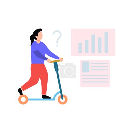 Illustration for The girl is riding a scooty. - Royalty Free Image