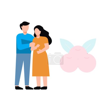Illustration for Couple standing near Christmas cherry. - Royalty Free Image