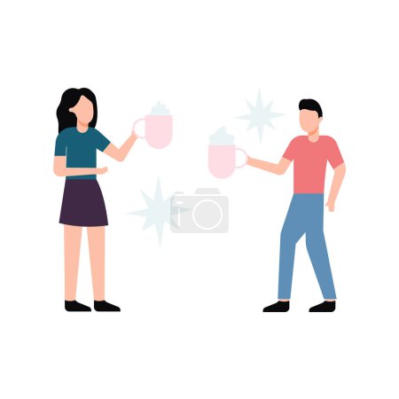 Illustration for Boy and girl toasting smoothies. - Royalty Free Image