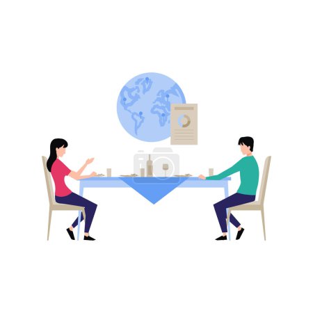 Illustration for A boy and a girl are having a business meeting. - Royalty Free Image
