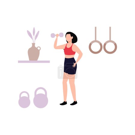 Illustration for The girl is exercising with dumbbells. - Royalty Free Image