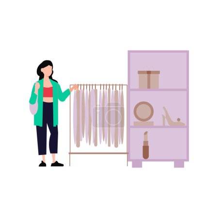 Illustration for The girl is looking at her closet. - Royalty Free Image
