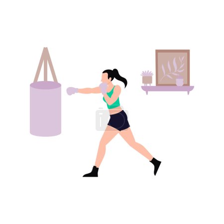 Illustration for The girl is practicing boxing. - Royalty Free Image