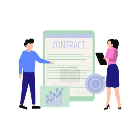 Illustration for The boy is discussing the contract. - Royalty Free Image