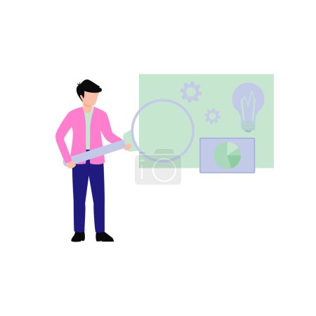 Illustration for The guy is looking for a business idea. - Royalty Free Image