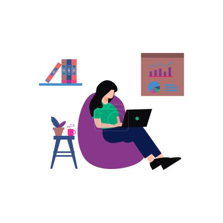 Illustration for Girl working online from home. - Royalty Free Image