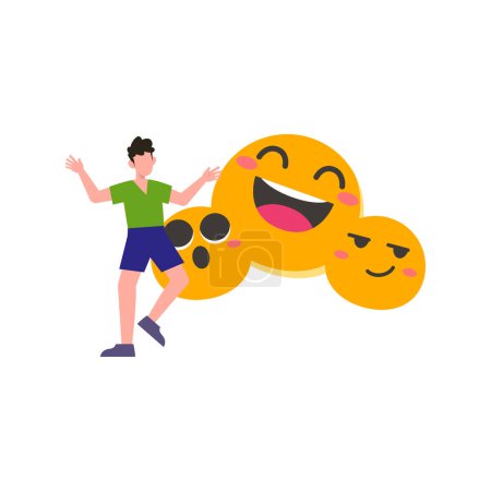 Illustration for The guy is using emojis. - Royalty Free Image