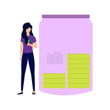 Téléchargez les illustrations : The girl is saving money in a jar. - en licence libre de droit