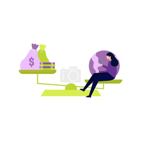 Illustration for The girl is on the income scale - Royalty Free Image