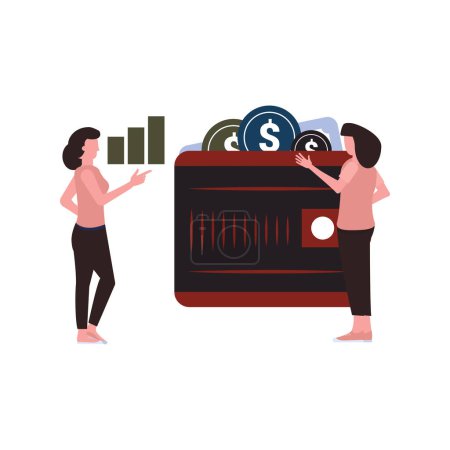Illustration for The girls are talking about money. - Royalty Free Image