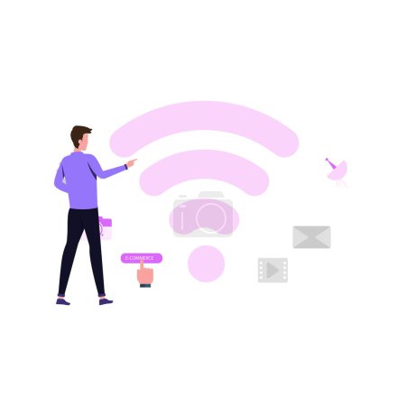Illustration for The boy has Wi-Fi. - Royalty Free Image