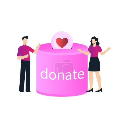 Illustration for Boy and girl collecting donations. - Royalty Free Image