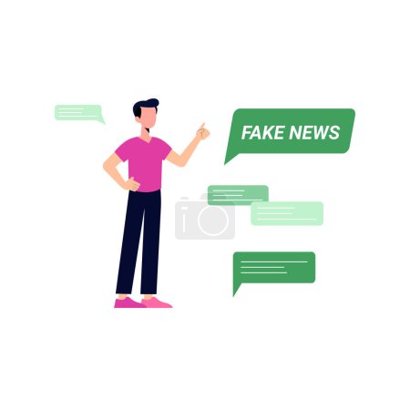 Illustration for The guy is talking about fake news. - Royalty Free Image