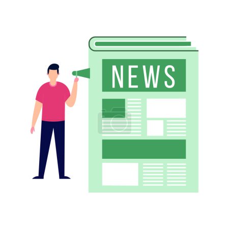 Illustration for The boy is advertising news. - Royalty Free Image
