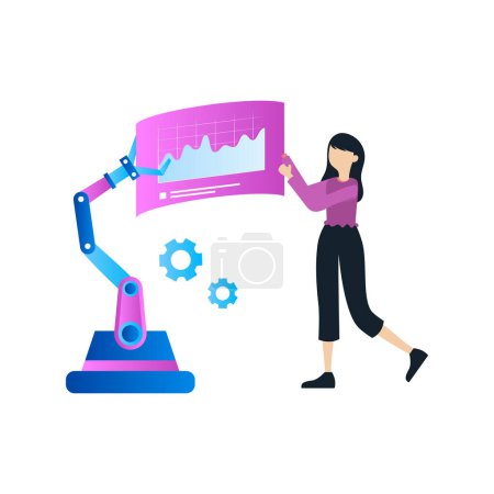 Illustration for The machine is holding a graph. - Royalty Free Image
