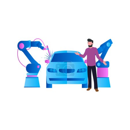Illustration for The vehicle is being repaired. - Royalty Free Image