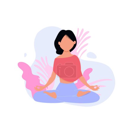 Téléchargez les illustrations : The girl is meditating. - en licence libre de droit