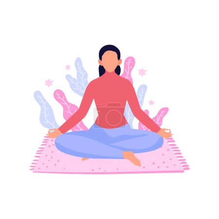 Illustration for The girl is doing yoga on the mat. - Royalty Free Image