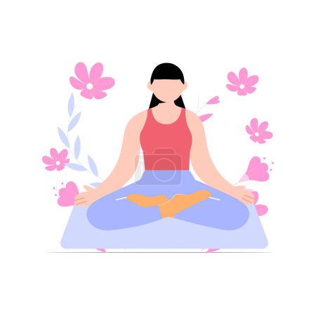 Ilustración de Chica haciendo yoga por la paz. - Imagen libre de derechos