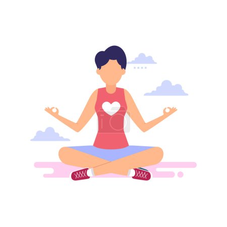 Illustration for The girl is doing yoga for herself. - Royalty Free Image