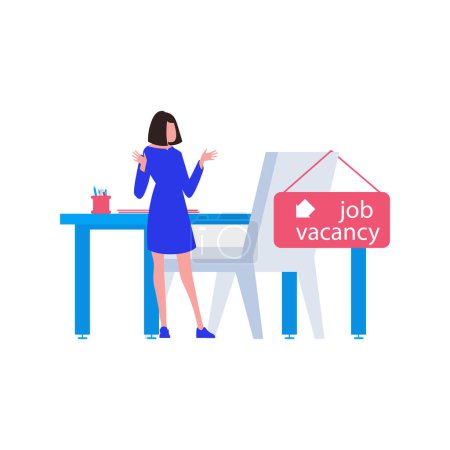 Illustration for The girl is looking at the job vacancy. - Royalty Free Image