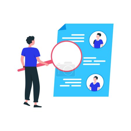 Illustration for The guy is checking the resume - Royalty Free Image