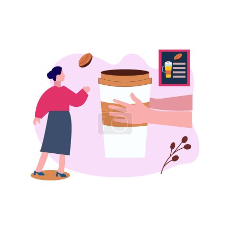 Illustration for The girl is taking a cup of coffee. - Royalty Free Image