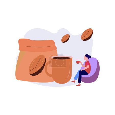Illustration for The girl is drinking coffee. - Royalty Free Image