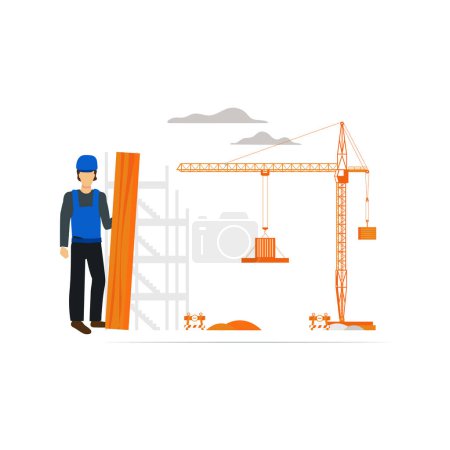 Téléchargez les illustrations : L'ingénieur est debout sur le chantier. - en licence libre de droit