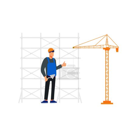 Ilustración de Un trabajador dirige las barras de construcción. - Imagen libre de derechos