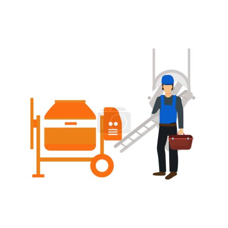 Illustration for Worker stands with toolbox. - Royalty Free Image