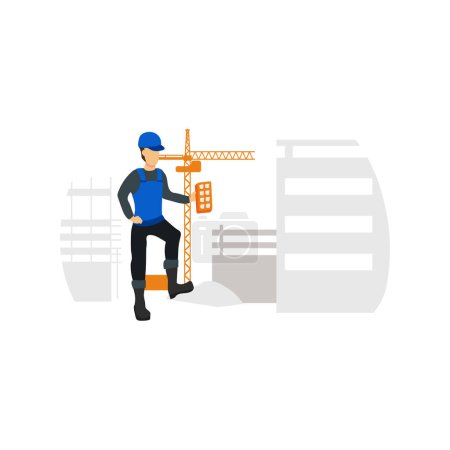 Illustration for The worker is at the construction site. - Royalty Free Image