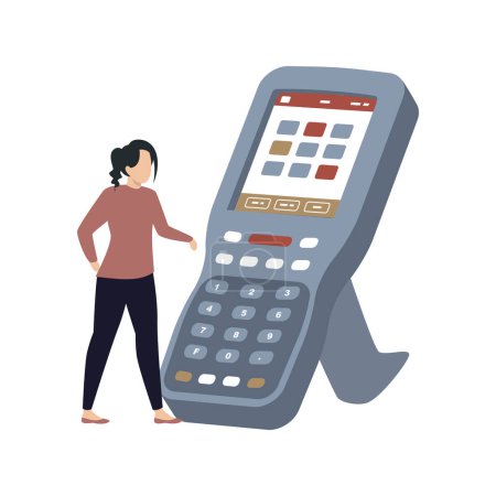 Illustration for The girl is using the phone. - Royalty Free Image