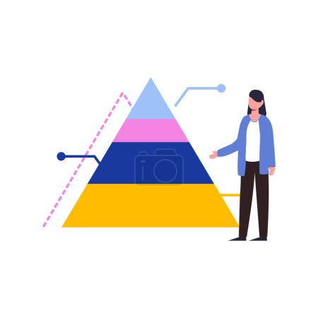 Ilustración de La chica está de pie junto a la pirámide gráfica. - Imagen libre de derechos