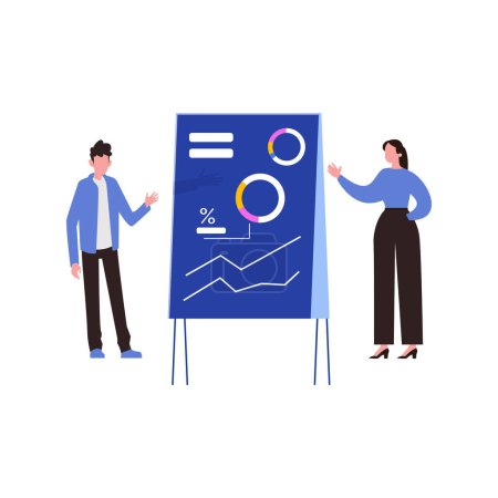 Illustration for A boy and a girl are standing next to a chart board. - Royalty Free Image
